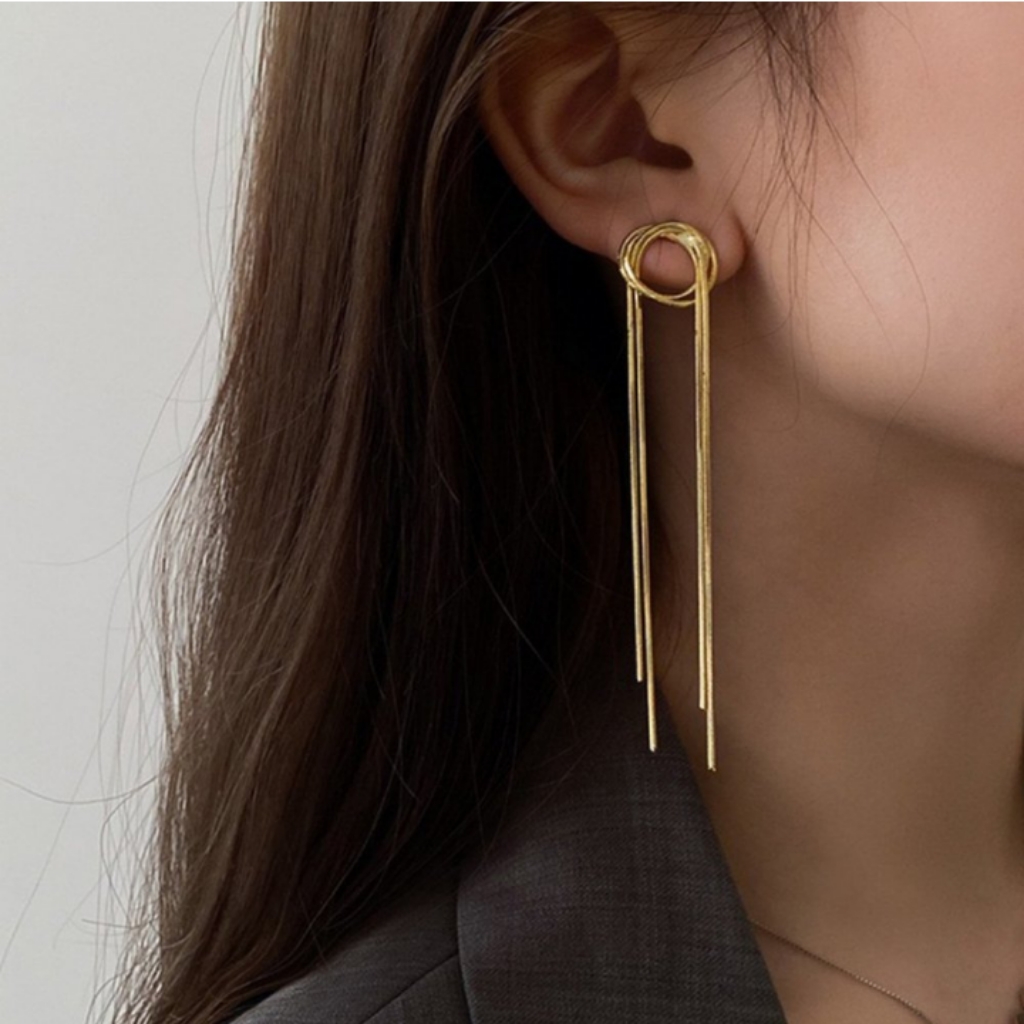 Anthropologie Gold Chain Fringe Earrings